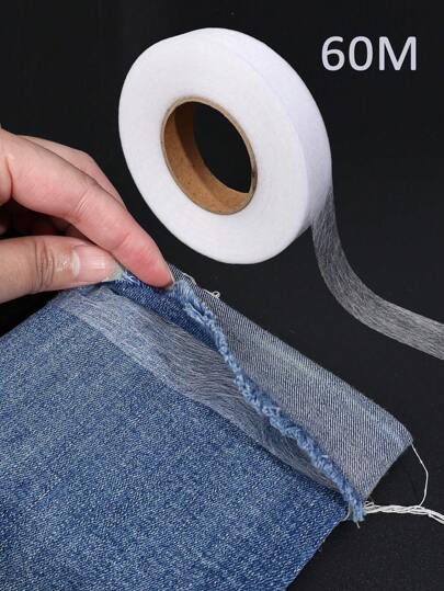 1 szt. Biała dwustronna taśma klejąca do szycia - trwały klej, zmywalna taśma z włókien włókninowych, bezszwowa taśma do łączenia krawędzi, odpowiednia do dopasowywania odzieży, spodni, dżinsów, spódnic i łączenia różnych tkanin
