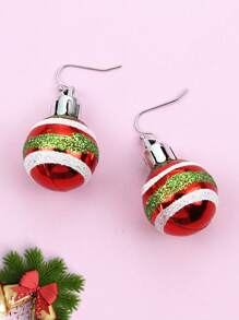1對經典節慶紅白綠鈴鐺形吊墜耳環,適用於女性圣誕節裝飾