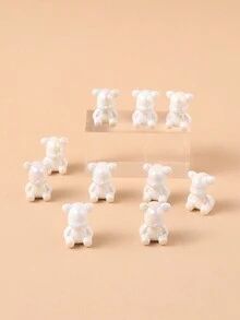 chenming 9入組帶直孔的亞克力小熊珠,非常適合日常穿戴diy項鍊和珠寶製作批發 - 黑色 - 查看 2