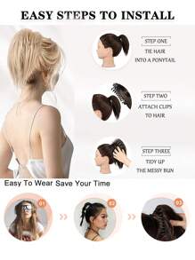 Claw Clip Messy Bun Hair Piece Chignon Hair Tinsel Mixed Glitter.Claw Clip Ponytail Hairpieces Synthetic