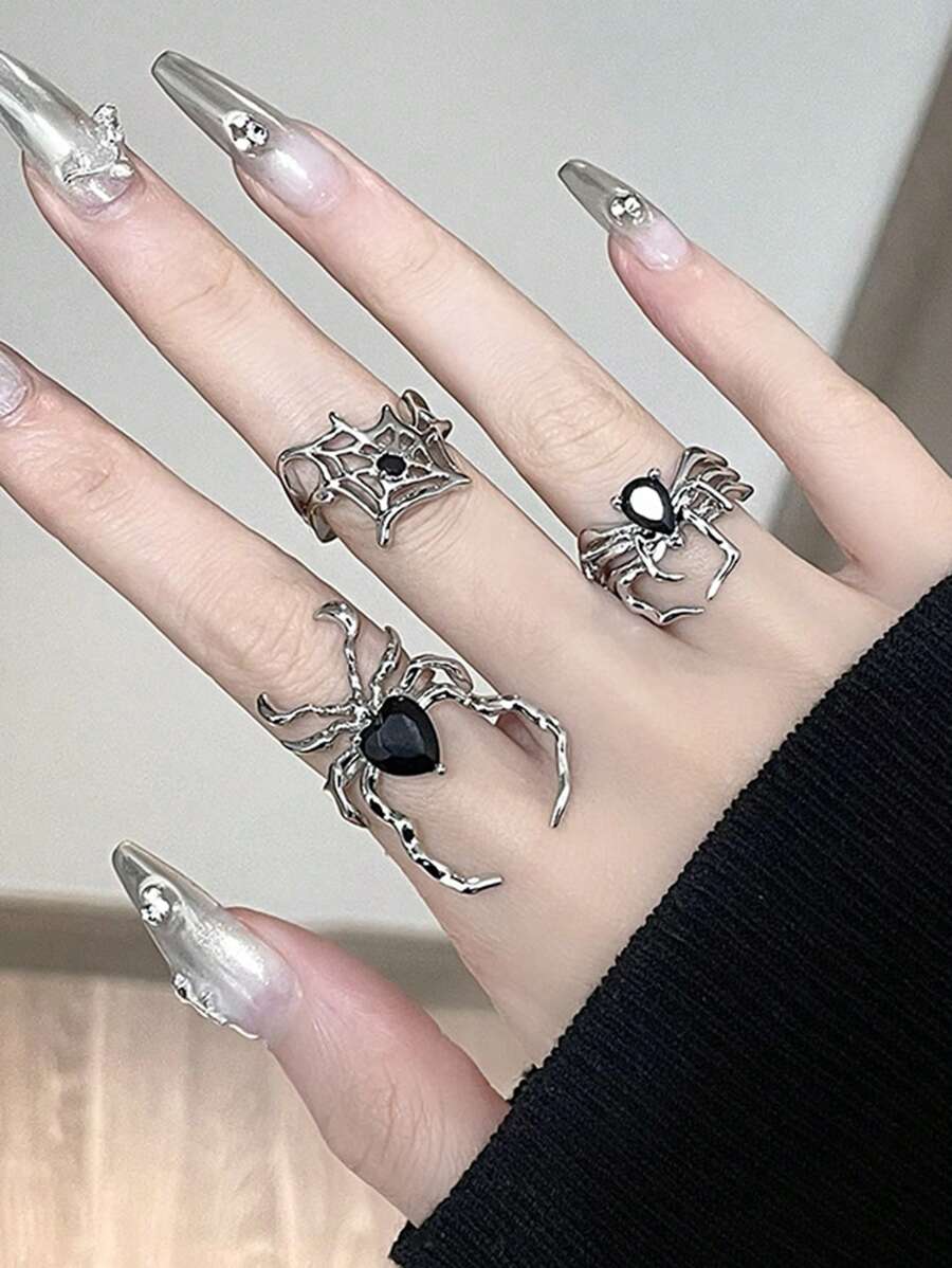 3入組時尚蜘蛛形狀打開圓環,理想適用於日常穿著女性