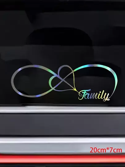 1pc Colorful Family Heart Car Sticker Waterproof Scratch-Resistant Car Exterior Decoration Sticker, Universal