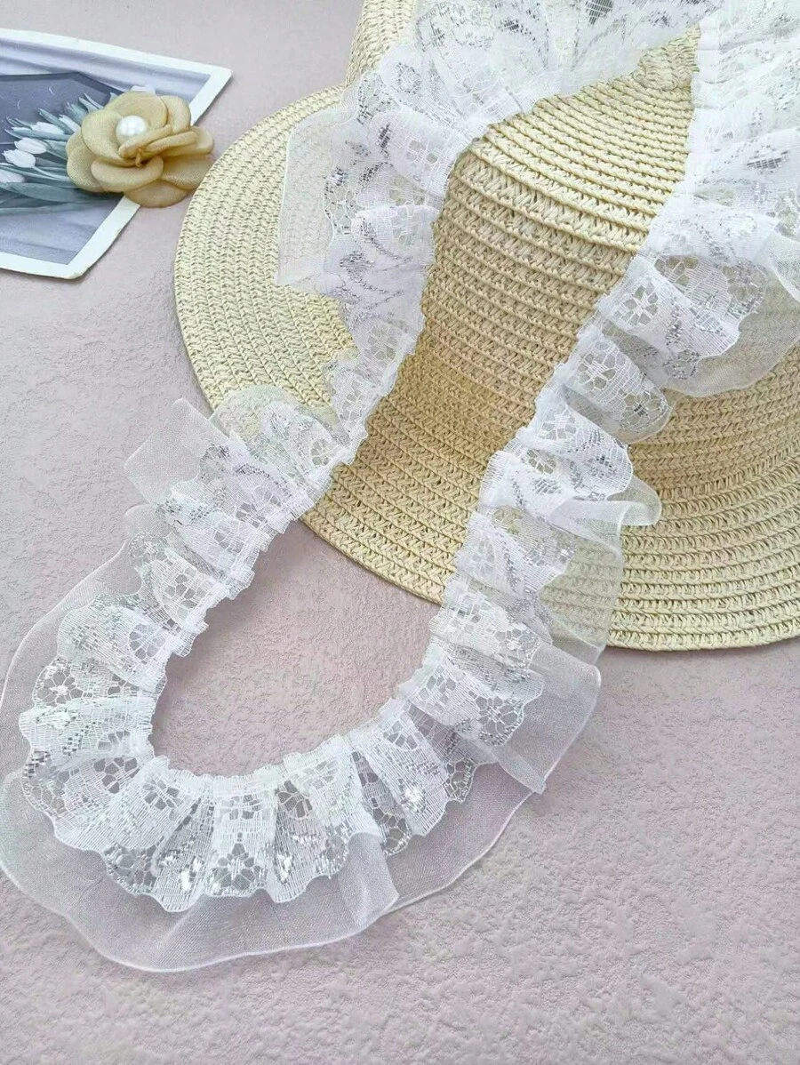 Colorful Ruffled Lace Mesh Ribbon For Clothing, Accessories, Shoes, Curtains, Tablecloths, Decorative Trims - Silver - View 1