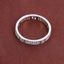 1pc Elegant Copper & Cubic Zirconia Inlaid Ring For Women - Gold - View 5