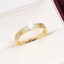 1pc Elegant Copper & Cubic Zirconia Inlaid Ring For Women - Gold - View 6