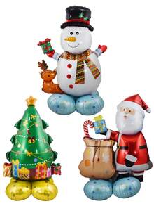 1 件立体底座麋鹿气球带底座圣诞装饰适用于家庭新年圣诞派对装饰 - 彩色 - 查看 4