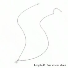 1pc Classic Silver Letter Pendant Necklace, For Women - Silver - View 2