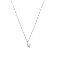 1pc Classic Silver Letter Pendant Necklace, For Women - Silver - View 3