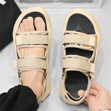 男士涼鞋2023夏天新款戶外軟底運動青少年休閒開車海灘鞋拖鞋適合男士 - 米色 - 查看 4