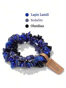 3Pcs/Set Natural Stone Stretch Bracelets For Women Men  Stone Beads Bracelet Set With Wish Tag Yoga Friendship Jewelry Random Weight