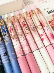 MOKA 盒的6鋼筆,帶玫瑰印花,黑色墨水,辦公,學校和學習使用 - 粉色 - 查看 5