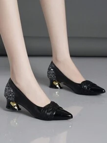 Blue, Black, Apricot, Khaki, Silver High Heels Women Platform Pumps Sequins Fashion Shoes - Black - View 4