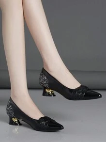 Blue, Black, Apricot, Khaki, Silver High Heels Women Platform Pumps Sequins Fashion Shoes - Black - View 6