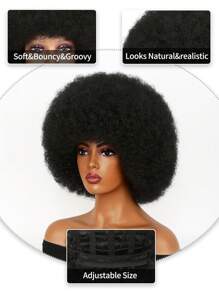Christmas And Wigs Soft Afro Hair Wig For Women Afro Kinky Curly Hair Wigs With Bangs Black Brown White Grey Colourful Looking Natural Short Afro Curly Wig For Men Bouncy Black Afro Puff Wig Synthetic Hair Big Afro Wig For Daily Party Cosplay Holiday Christmas Decorations For Woven Hair Wigs