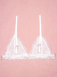性感蕾絲內衣無線薄三角杯內衣,深v領,無背,可調節