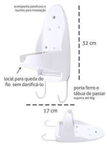 Suporte Para Ferro E Tábua De Passar Roupas De Parede Secalux - Branco - Visão 2
