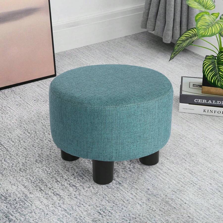Joveco Ottoman Round Small Foot Rest Stool for Living Room Office Desk or Chair - Baby Blue - View 1