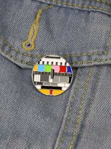 1 Piece Retro Tv No Signal Pattern Brooch Collar Pin Badge - Multicolor - View 1