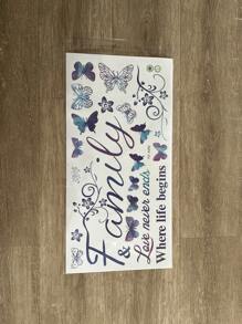 1 Stück Schmetterling & Slogan Grafik Wandaufkleber, Aufkleber, Wandtattoo, Vinyl Aufkleber für Heim Dekorationen, Frühlings Dekorationselemente um Ihr Zuhause aufzufrischen, Rama Dekorations Aufkleber