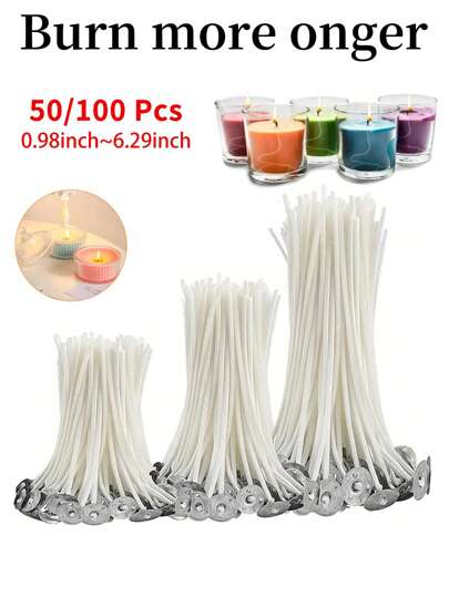 50pcs/100pcs Candle Wicks Modern White Candle Wicks DIY Candle Making