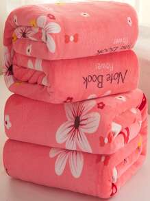 1pc Printed Universal Seasonal Flannel Blanket, Summer Nap Quilt, Golden Mink Blanket For Home Bedroom