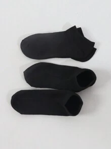 10 Pairs Women's Basic Low Cut Solid Ankle Socks With Elastic Band, Breathable, Suitable For All Seasons, Black & White - Black - View 3