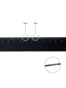 2入組簡約風格925 銀耳釘12mm,銀 - 銀色 - 查看 4