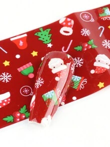 10 件装圣诞指甲贴纸 铝箔冬季新年雪花指甲滑块转移贴花凝胶抛光装饰包裹美甲