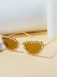 AOOBCC 1 件装金属猫眼水钻装饰时尚女士眼镜，时尚日常和节日穿着，奢华水钻装饰猫眼金属框架时尚眼镜，独特的派对和 T 台金属蝴蝶风格时尚眼镜，几何手工水钻时尚眼镜，适合跨境时尚风格 - 香檳色 - 查看 1