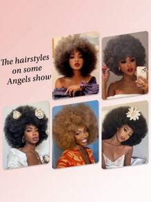 Christmas And Wigs Soft Afro Hair Wig For Women Afro Kinky Curly Hair Wigs With Bangs Black Brown White Grey Colourful Looking Natural Short Afro Curly Wig For Men Bouncy Black Afro Puff Wig Synthetic Hair Big Afro Wig For Daily Party Cosplay Holiday Christmas Decorations For Woven Hair Wigs