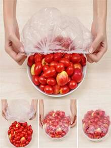 100入/袋一次性食品蓋,廚房冰箱水果食品保護防塵碗杯蓋袋,可重複使用的塑料彈性碗蓋,帶有彈性的食品儲存蓋殘留物碗蓋,家庭戶外野餐塑料包裝袋覆蓋保持你的食物新鮮和安全!午餐袋保溫便攜式學校午餐盒多功能野餐袋