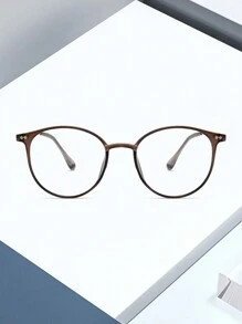1 件/5 件女士圆形铆钉装饰眼镜，适合日常办公室穿着 - 摩卡棕 - 查看 3