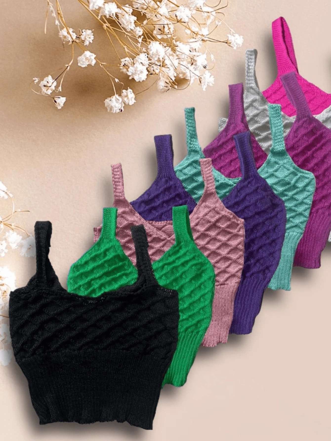 Women Knit Tops - Màu tím - Xem 1