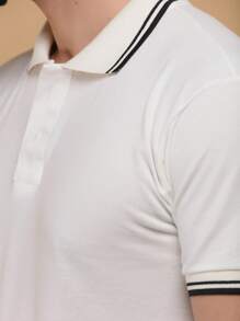 R&S Camisa POLO GOLA LISTA (P M G GG G1 G2 G3)masculina tecido algodão piquet - Bege - Visão 7