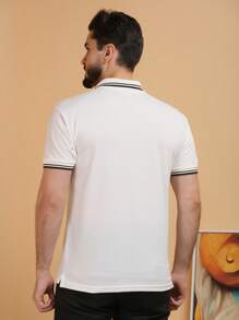R&S Camisa POLO GOLA LISTA (P M G GG G1 G2 G3)masculina tecido algodão piquet - Bege - Visão 4