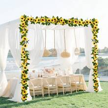 1入組人造向日葵藤蔓,菊花藤蔓和雛菊花環裝飾材料,可用於婚禮/家居/戶外花園/學校/生日派對的diy頭花製作 - 均碼 - 查看 6