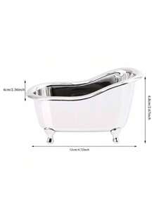 1入組浴缸形狀化妝刷收納籃 - 銀色 - 查看 2