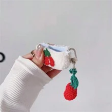 Modisch Plüsch Kirsche Entworfen Ohrhörer Etui mit Anhänger, kompatibel zu Airpods1/2/Airpods ( 2. Generation ) Kabelloser Kopfhörer mit Hülle mit ( Ohrhörer Nicht enthalten )