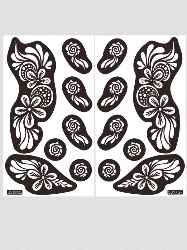 2 Sheets Tattoo Stencil Kit, Tattoo Stencils for Real Tattoos, Flower