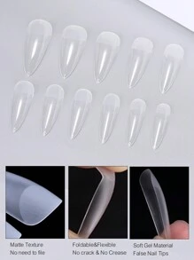 Medium Stiletto False Nails-550pcs Soft Gel Nail Tips 11 Sizes Pre-Buff Press On Nails Full Cover Acrylic Nail Tips With Case Professional Nail Extension Tools Nail Supplies - Clear - View 4