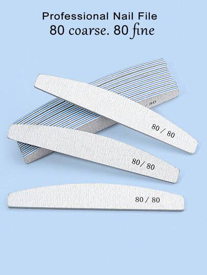 NailShine 10pcs Half Moon 80/80 Grit Nail Files Double Sided Emery Board Washable Emery Boards Reusable Nail Buffers Manicure Tools For Natural Nails Acrylic Nails Home And Salon Use,Nail Supplies,Nail Tools,Nail Art Tools,Back To School,Nails,Nail Tools For Press On Nails