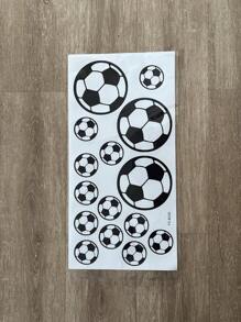 1pc Self-Adhesive PVC Wall Sticker, Creative Kids Soccer Print Waterproof Wall Decal For Bedroom, Stickers, Wall Decal, Vinyl Decal For Home Decorations, Spring Decoration Items Refresh Your Home, Festival Decoration Stickers Gifts Birthday Graduation - Black - View 7