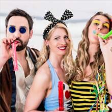 50 年代服装配饰，1950 年代化装舞会猫眼眼镜波尔卡圆点头巾领带头带耳环女士油脂化装舞会女士 1950 年代复古派对装饰，黑色