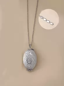 1入不鏽鋼珠寶盒造型吊墜項鍊,多功能朋克風格鏈接鏈裝情侶/朋友項鍊