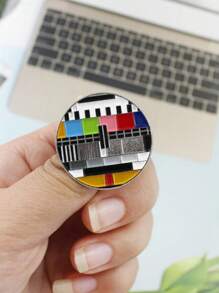 1 Piece Retro Tv No Signal Pattern Brooch Collar Pin Badge - Multicolor - View 2