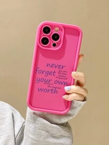 1 stuk Roze Marmer Engels Tekst Zacht siliconen Telefoon Hoesjes Geschikt voor iPhone , Anti zweet - Veel kleurig - Bekijken 3