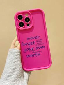 1 stuk Roze Marmer Engels Tekst Zacht siliconen Telefoon Hoesjes Geschikt voor iPhone , Anti zweet - Veel kleurig - Bekijken 4