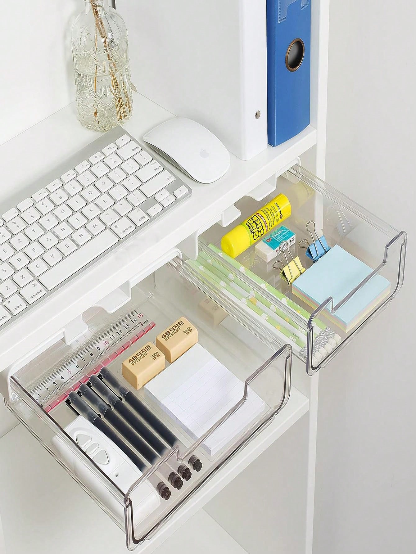 1 Pack Under Desk Drawer Slide Out Ideal Under Desk Storage Drawers Organizer, Attachable
