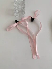 2pcs Women Fashion Long Ribbon Bow Hair Clips, Pink, Elegant, Cute, Thoughtful Gift