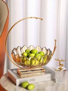 Metal And Glass Moon Shaped Fruit Tray - Large